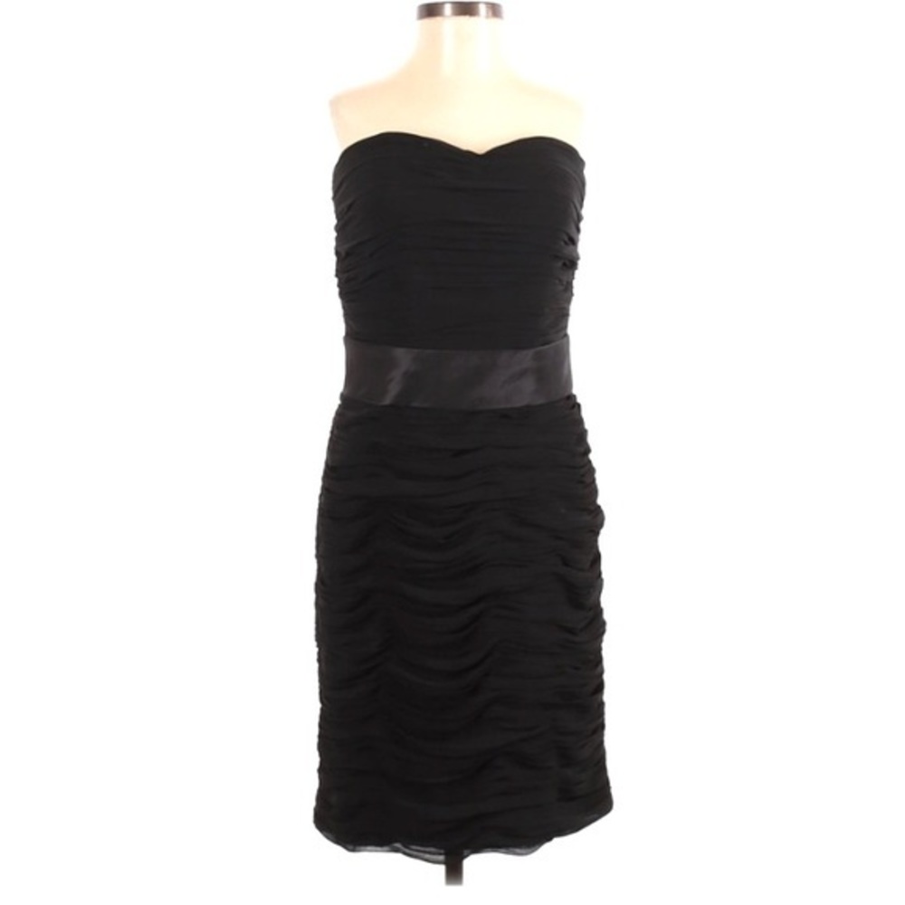 Bill Levkoff 6 black strapless ruched‎ sweetheart neck formal cocktail dress